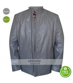 Light Grey Mens Leather Biker Style Jacket For Sale Light Grey Mens Leather Biker Style Jacket For Sale